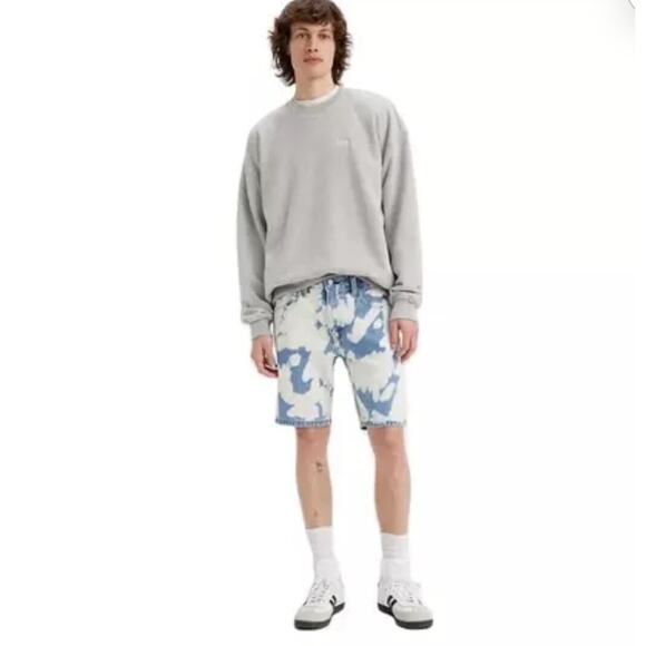 LEVI'S 412 Size 38 Bleach Blue Slim Fit 9" Inseam Hemmed Jean Shorts NWT - Picture 1 of 6